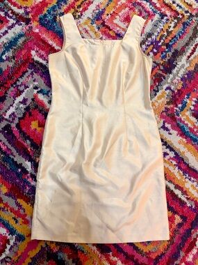 Vintage Butter Yellow Sheath Dress - Women's Elegant Square-Neck Dress